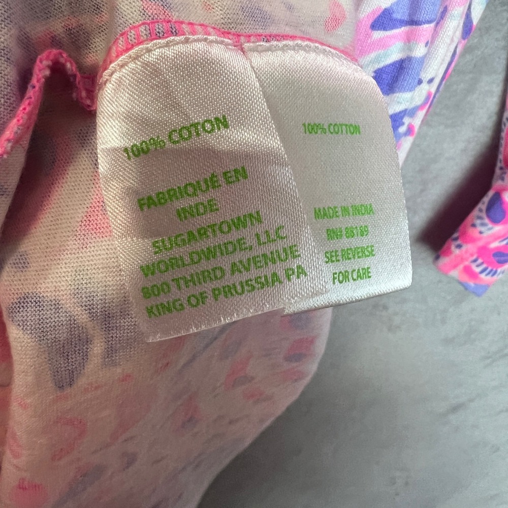 Lilly Pulitzer Pink Purple Shell Print Tiered Cotton Midi Dress Large 3/4 Sleeve - Picture 6 of 10